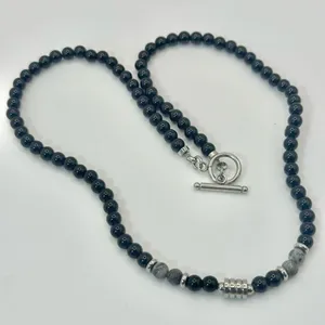 Picasso Jasper and obsidian beaded necklace Black thumbnail 4