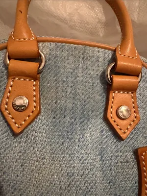 Denim & Tan Mini Satchel Handbag - Stylish Women's Purse Burberry thumbnail 5