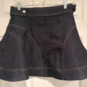 Pilcro Anthropologie Denim Mini‎ Skirt Dark Wash Y2K Preppy A-Line Size 6 NWT thumbnail 2