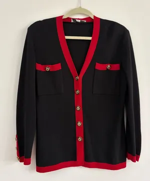 St. John Collection Knit Embossed Button Cardigan Sweater Size Medium thumbnail 1