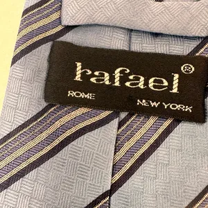 Vintage Rafael Men's Tie Blue Multicolor Stripes Silk Necktie Office Italy Class thumbnail 6