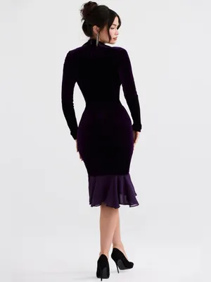 House of CB Dahna Dark Purple Velvet Corset Dress S thumbnail 7