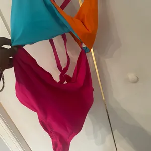 Colorblock One-Piece Swimsuit in Turquoise, Orange & Hot Pink thumbnail 8