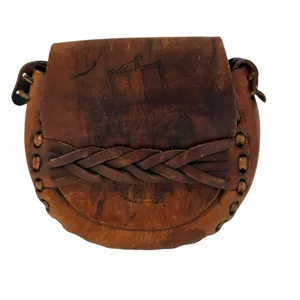Vintage Boho Coastal Cowgirl Leather Hand Tooled Saddle Bag With Braided Strap thumbnail 4