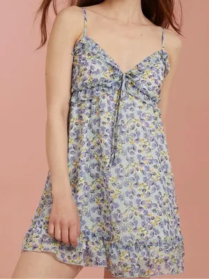 NEW Altar’d State Blue Floral Mini Dress Size XL NWT thumbnail 1