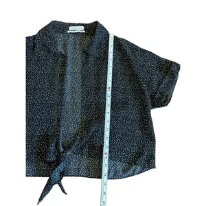Urban Outfitters Tie-Front Short Sleeve Cropped‎ Top black white Med thumbnail 6