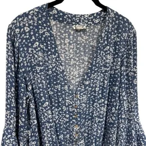 Free People Ditsy Floral Lace Bell Ruffle Sleeve Bodysuit Fairy Whimsical S thumbnail 3