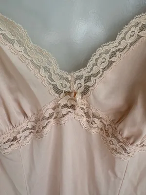 Vintage Delicate Lace-Trim Women's Slip Dress - Cream thumbnail 3