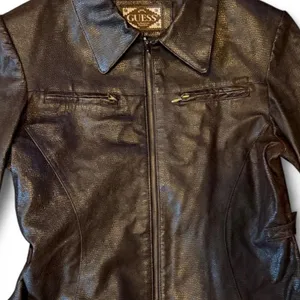 Vintage GUESS Brown Faux Snakeskin Jacket Women’s L Y2K Full Zip Moto 90s 2000s thumbnail 4