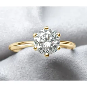 Boutique NEW 2 Ct Solitaire Simulated Diamond 14k Gold Plated S925‎ Engagement Ring thumbnail 10