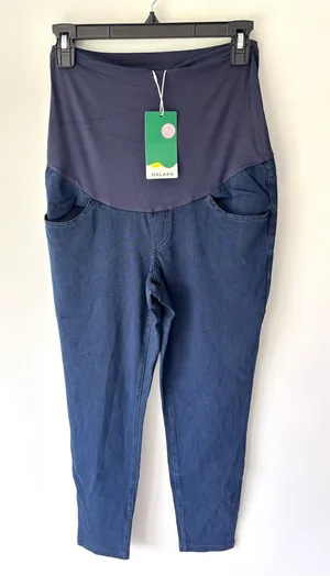 Halara Maternity Blue Stretchy Jean Jeggings Over Belly Panel thumbnail 1