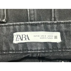 Zara Women's Black High Waisted Wide Leg Baggy Palazzo Denim Jeans Pants Size 0 thumbnail 4