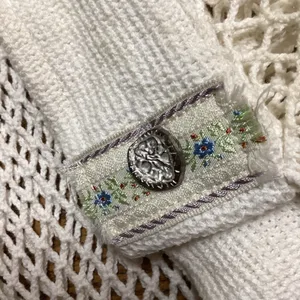 Pol open crochet Button down boho shacket Antique white. Size Medium thumbnail 12