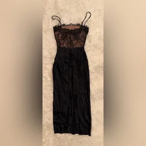 NWOT HOUSE OF CB 'Nikita' Black Satin and Lace Corset Dress sz S thumbnail 4