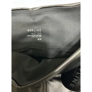 OFFLINE by Aerie Real Luxe Leggings Womens Small Black Faux Leather High Rise thumbnail 4