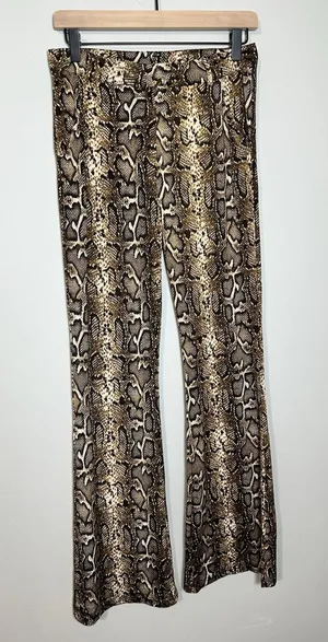 Muche et Muchette‎ Snakeskin Print Flare Pants High Waisted Boho Size S/M thumbnail 1