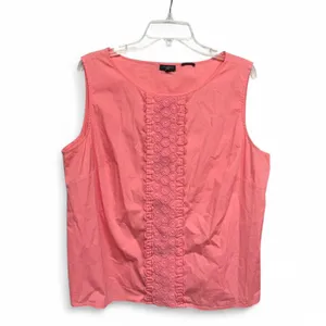 Talbots Woman Pink Eyelet Lace Front Sleeveless Shell - 20W thumbnail 2