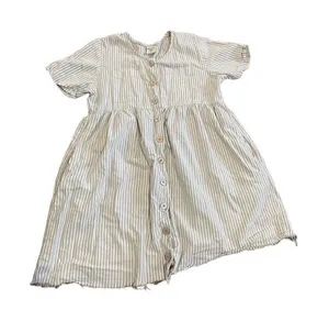 Béchamel tan & white striped a-line dress‎ cottage boho sz Med Petite thumbnail 1