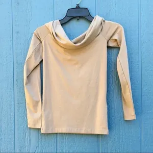 NWT Vero Moda Tan Silver Mink Panda Off The Shoulder Long Sleeve Top Small v6x thumbnail 3