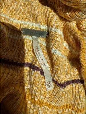 Free People Women's XS Yellow Patterned Long Sleeve Knit Sweater thumbnail 5