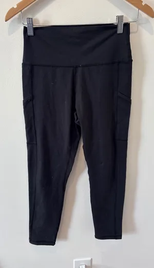Aerie OFFLINE Seamless‎ High Waisted Black Leggings Pockets Cropped M thumbnail 1