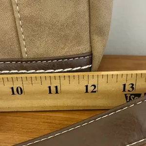 BOC Born Concept Crossbody Bag Tan Faux Suede Brown Trim Stitched‎ Messenger Bag thumbnail 11