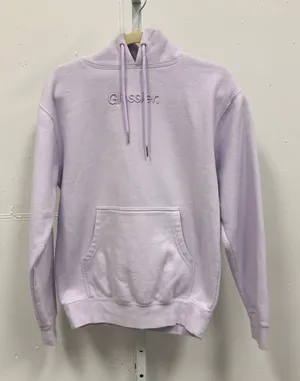 Glossier Limited Edition Embroidered Lavender Hoodie XS Oversized Women's thumbnail 1