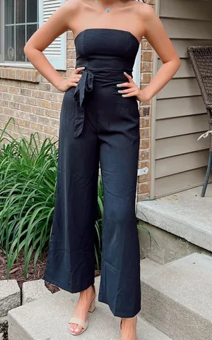 Princess Polly Strapless Jumpsuit Black thumbnail 1