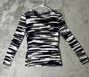 Tory Burch Abstract Print Long Sleeve Tee Minimalist Modern Art Top Small‎ thumbnail 1