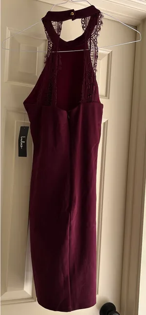 New Lulu's Burgundy Halter Sheath Dress thumbnail 5