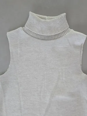 Zara Sleeveless Turtleneck Knit Tank In Cream Size S thumbnail 3