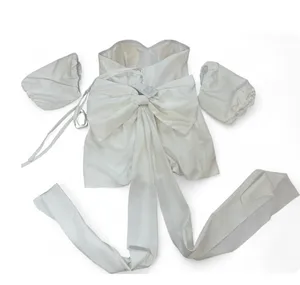 NWT Miss Veil Off-White Mini Dress Puff Sleeve Corset Bow Bridal thumbnail 4