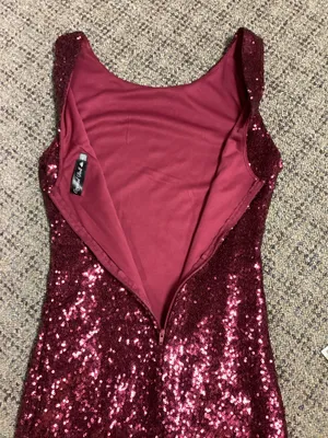 Crystal Doll Burgundy Sequins Dress Size S thumbnail 6