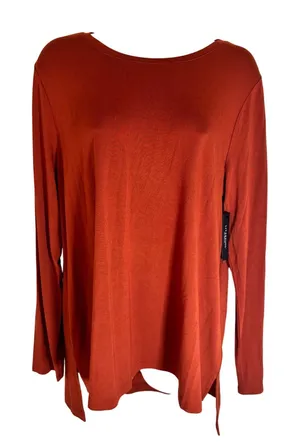 NWT Liverpool‎ Terracotta Long Sleeve Side Slit Top Size L thumbnail 1