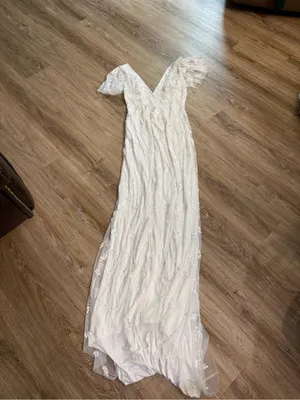 Lulu's Safiya White Sequin Flutter Sleeve Maxi Dress thumbnail 5