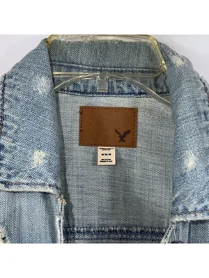 American Eagle Distressed Denim Vest Women’s Medium Light Wash Jean Vest thumbnail 5