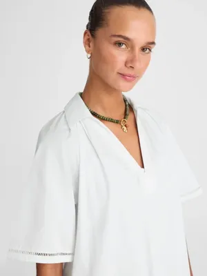 Madewell White Cotton Midi Dress NWT XXS Collared Poplin Slip Lined Summer thumbnail 3