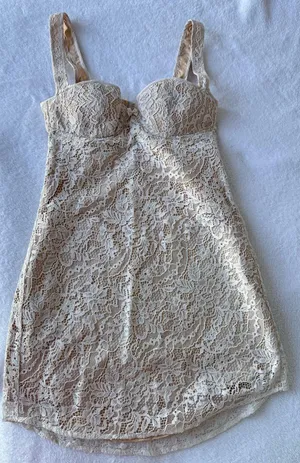 Rumored Lace Mini Dress Tan thumbnail 1