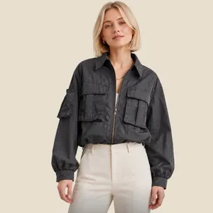 Future Collective Jenny K Lopez Nylon Bomber Utility Cargo Jacket Dark Grey M thumbnail 4