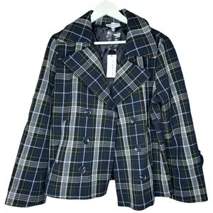 Anthropologie Current Air Plaid Double Breasted Coat Medium thumbnail 2