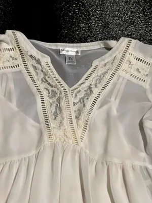 Womens small Motherhood Maternity sheer v-neck boho chic babydoll tunic w/cami thumbnail 7