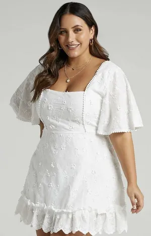 Showpo White Lightweight Fancy A Spritz Square Neck Embroidered Mini Dress 12 US thumbnail 13
