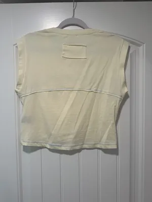 POL Cream Cropped Sleeveless Top with Dark Bead Trim thumbnail 4