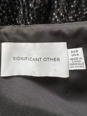 Significant Other Dress Halter Midi Cut Outs Ruffle Velvet Polka Dot Black Sz 4 thumbnail 8