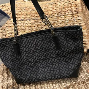 Coach Madison Op Art Needlepoint East West Tote- Black thumbnail 4
