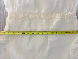Vintage 1960s / 70s sheer tulle wedding dress white cream w/ long detail sleeves thumbnail 7