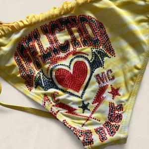 Affliction Yellow Fringe Statement Bikini Bottoms| Size XS McBling Y2K thumbnail 3
