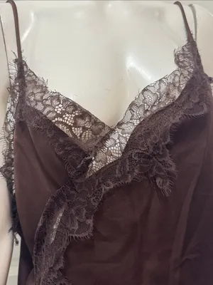WOMAN STRAPPY SHORT SATIN ZW ASYMMETRIC LACE DRESS Size XL thumbnail 6