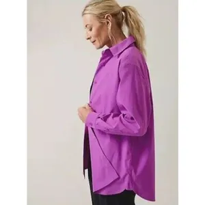 Athleta Oversized Poplin Top Button Up Shirt Relaxed Athleisure Purple 3X NWT thumbnail 2