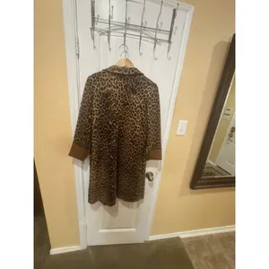 Zara Join Life Leopard Print Faux Leather Overcoat M Open Front Lined Pockets thumbnail 8